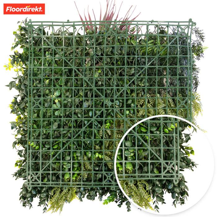 FLOORDIREKT Pflanzenwand Heaven Blue - Natürliches, pflegefreies Kunstpflanzen-Panel - Sonnenbeständig & individuell erweiterbar - 50 × 50 cm