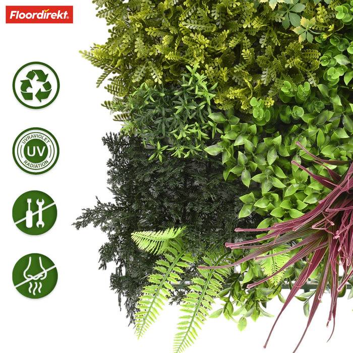 FLOORDIREKT Pflanzenwand Heaven Blue - Natürliches, pflegefreies Kunstpflanzen-Panel - Sonnenbeständig & individuell erweiterbar - 50 × 50 cm