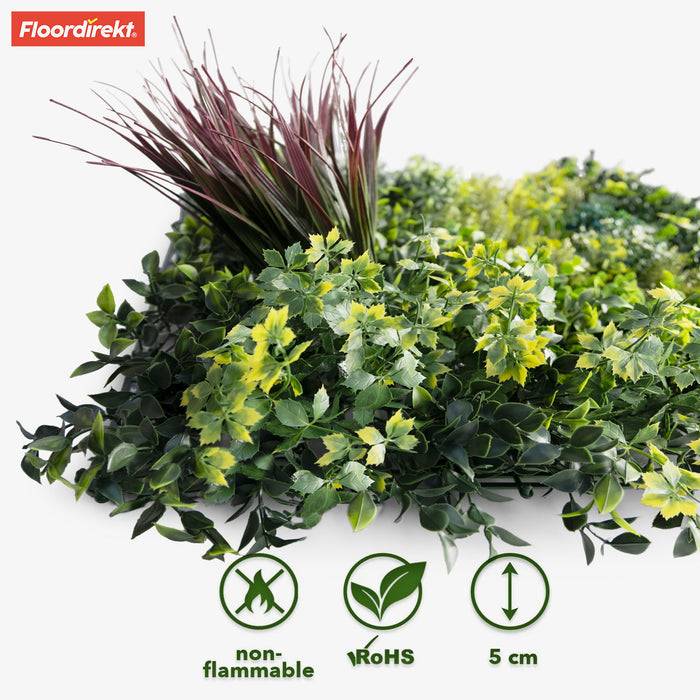 FLOORDIREKT Pflanzenwand Heaven Blue - Natürliches, pflegefreies Kunstpflanzen-Panel - Sonnenbeständig & individuell erweiterbar - 50 × 50 cm