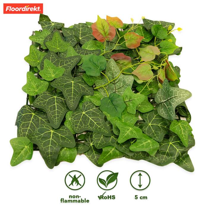FLOORDIREKT Pflanzenwand Ivy - Natürliches, pflegefreies Kunstpflanzen-Panel - Sonnenbeständig & individuell erweiterbar - 33 × 33 cm