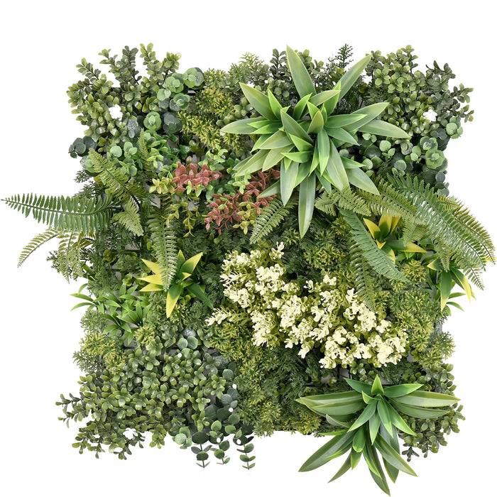 FLOORDIREKT Pflanzenwand Rhea Typ B - Natürliches, pflegefreies Kunstpflanzen-Panel - Sonnenbeständig & individuell erweiterbar - 50 × 50 cm