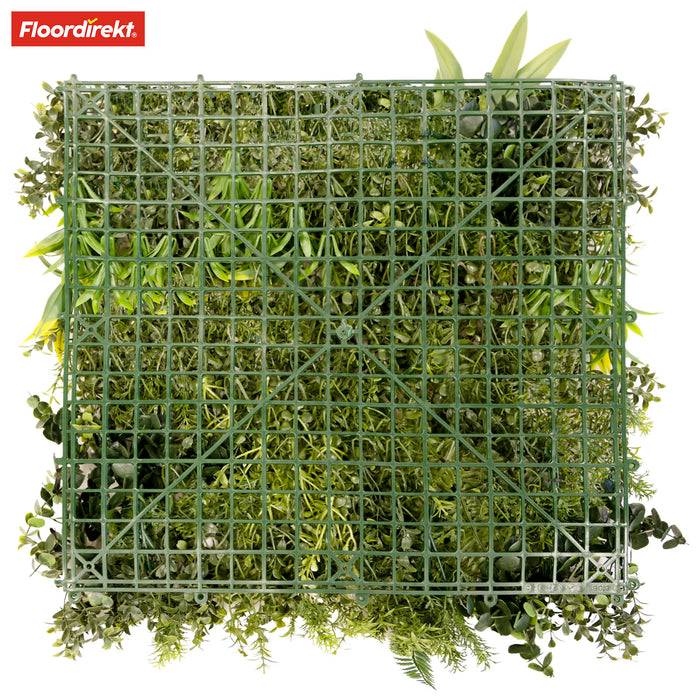 FLOORDIREKT Pflanzenwand Rhea Typ C - Natürliches, pflegefreies Kunstpflanzen-Panel - Sonnenbeständig & individuell erweiterbar - 50 × 50 cm