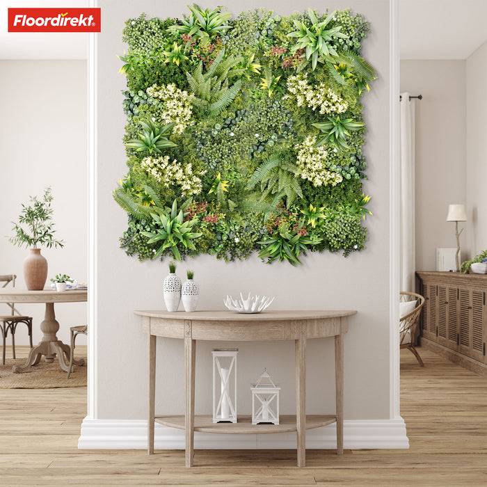 FLOORDIREKT Pflanzenwand Rhea Typ C - Natürliches, pflegefreies Kunstpflanzen-Panel - Sonnenbeständig & individuell erweiterbar - 50 × 50 cm