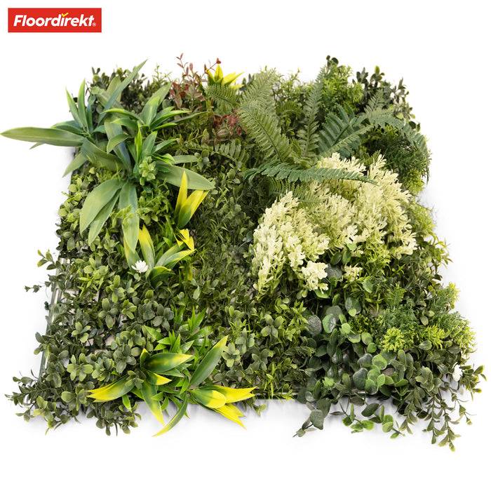 FLOORDIREKT Pflanzenwand Rhea Typ B - Natürliches, pflegefreies Kunstpflanzen-Panel - Sonnenbeständig & individuell erweiterbar - 50 × 50 cm