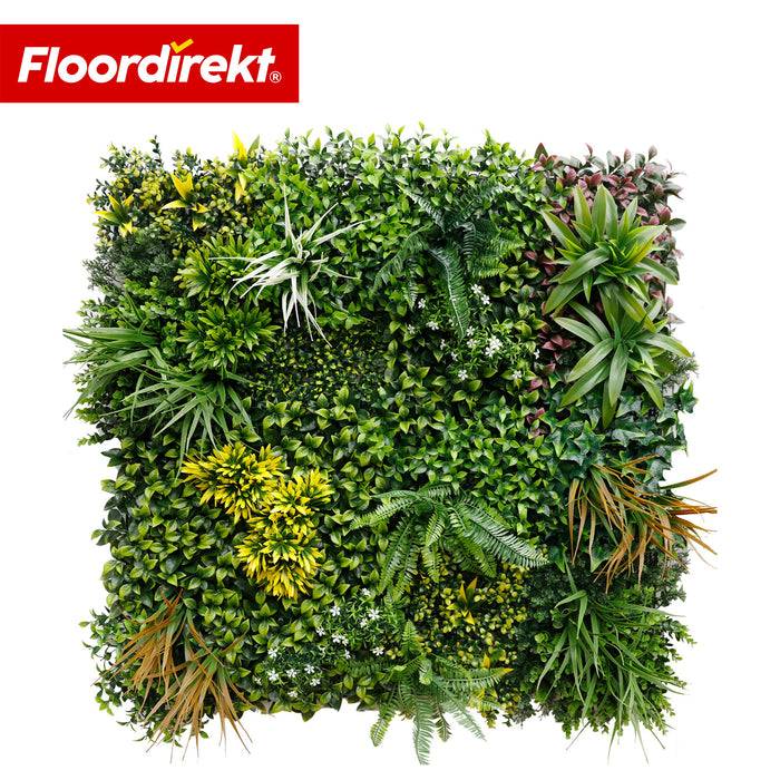FLOORDIREKT Pflanzenwand Spring Garden - Natürliches, pflegefreies Kunstpflanzen-Panel - Sonnenbeständig & individuell erweiterbar - 100 × 100 cm