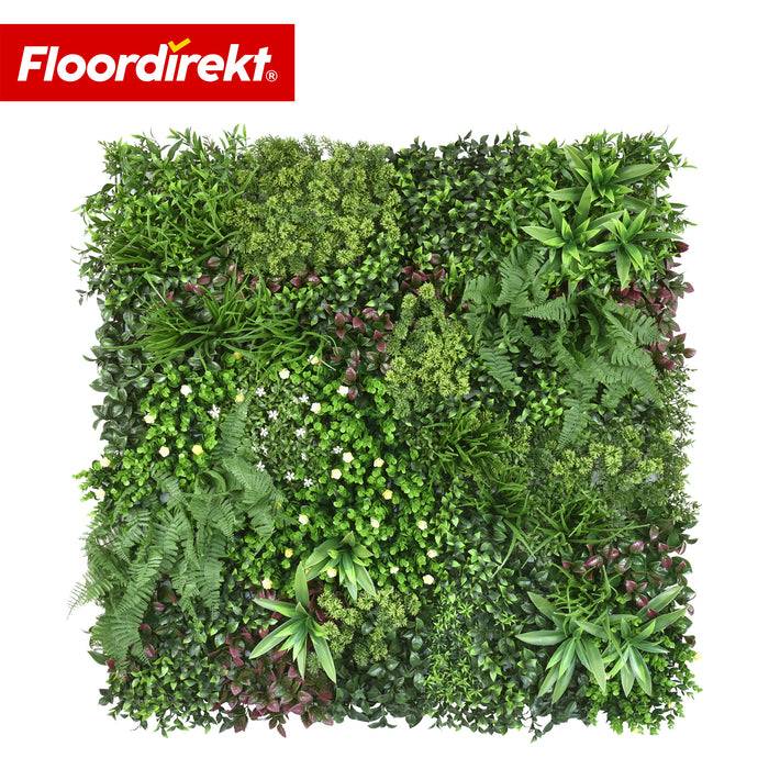 FLOORDIREKT Pflanzenwand Wonderland - Natürliches, pflegefreies Kunstpflanzen-Panel - Sonnenbeständig & individuell erweiterbar - 100 × 100 cm