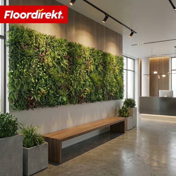 FLOORDIREKT Pflanzenwand Wonderland - Natürliches, pflegefreies Kunstpflanzen-Panel - Sonnenbeständig & individuell erweiterbar - 100 × 100 cm