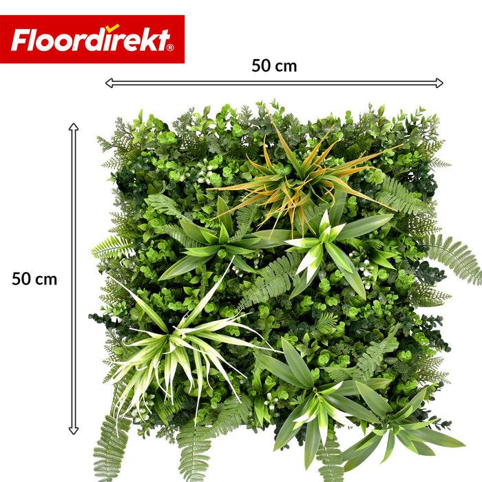 FLOORDIREKT Pflanzenwand Fire Sky - Natürliches, pflegefreies Kunstpflanzen-Panel - Sonnenbeständig & individuell erweiterbar - 50 × 50 cm