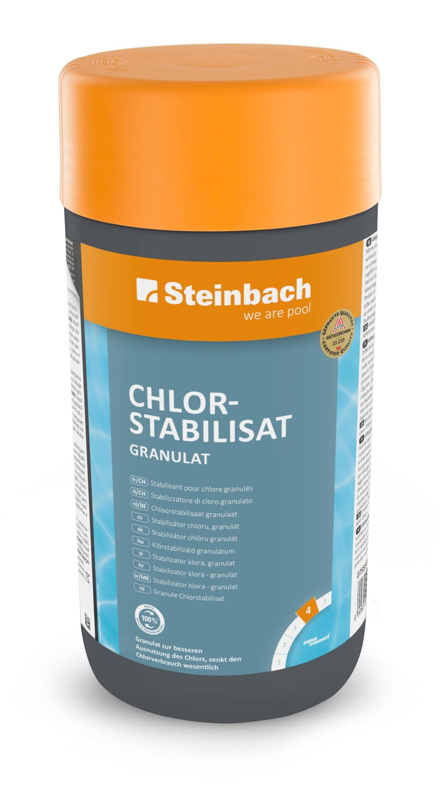 Steinbach | Poolpflege Chlorstabilisat Granulat | 1 kg | ideal für stabile Wasserqualität | effektiv gegen Chlorabbau | einfache Anwendung | für kr