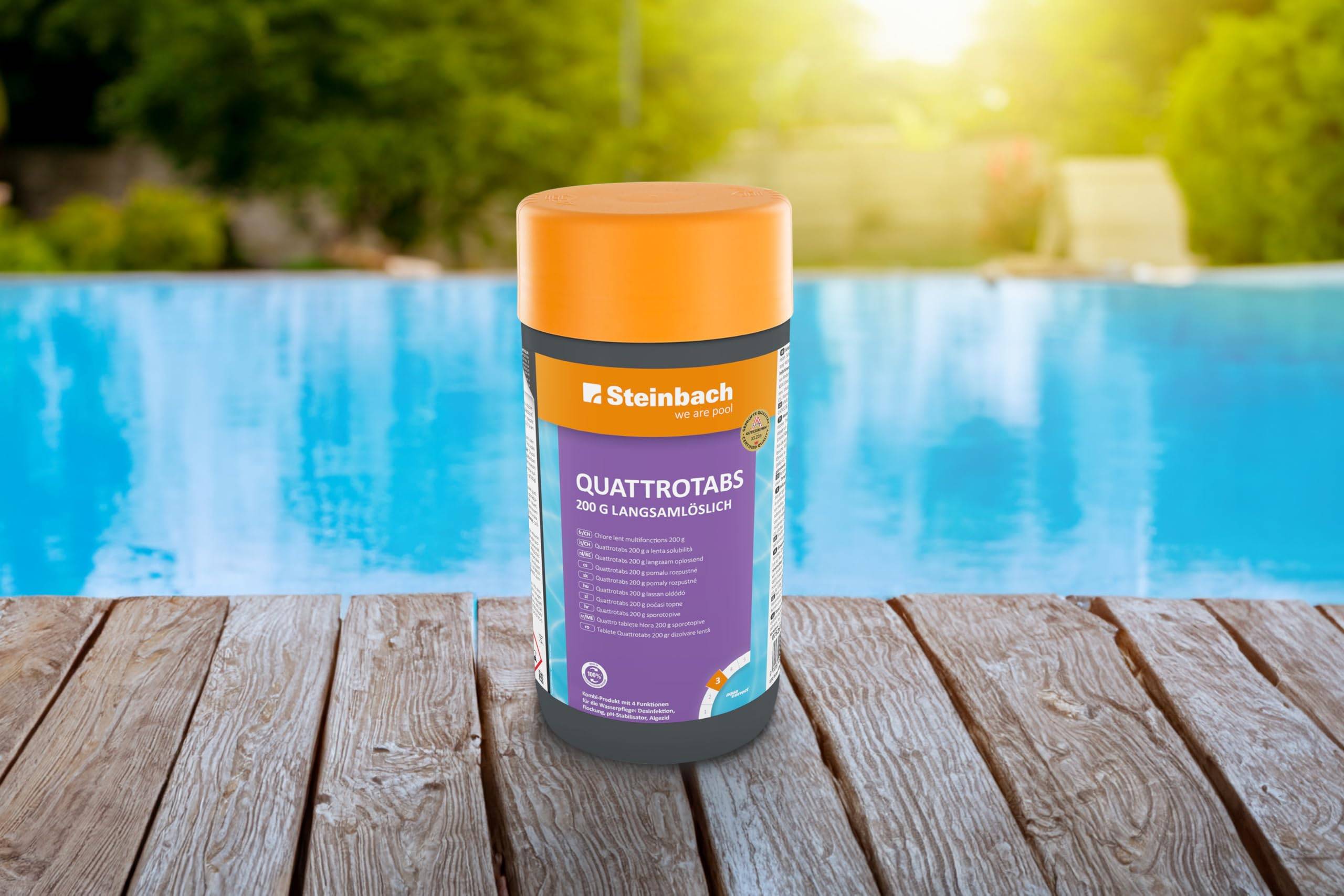 Steinbach | Poolpflege Quattrotabs | langsamlöslich | 200g Tabs | ideal für langanhaltende Wasserhygiene | pflegt zuverlässig und effizient | geeig