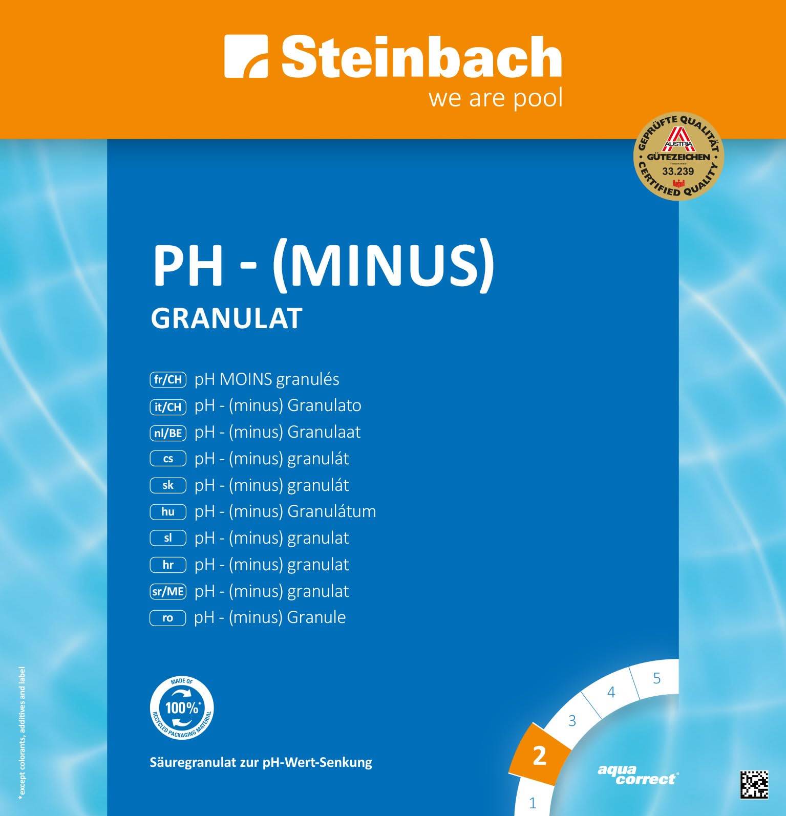 Steinbach | Poolpflege pH-Minus Granulat | Regulierung des pH-Werts | 7,5 kg | effiziente Anwendung für klares Wasser