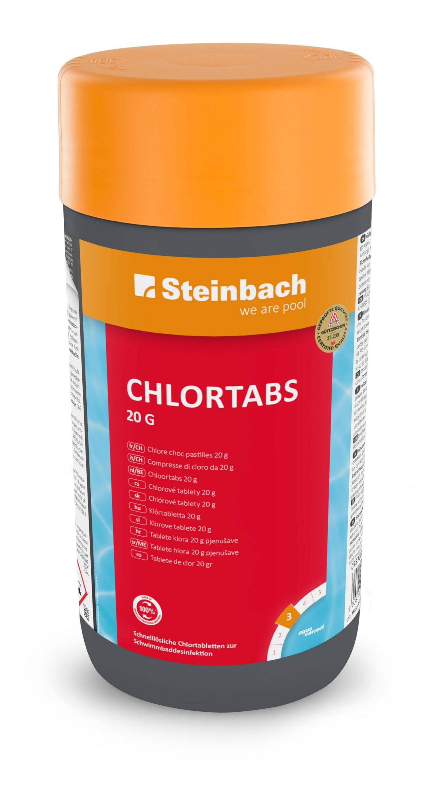 Steinbach | Chlortabs 20g | hochwertige Poolpflege | einfache Dosierung | ideal zur Wasserdesinfektion | langanhaltende Wirkung | perfekte Hygiene