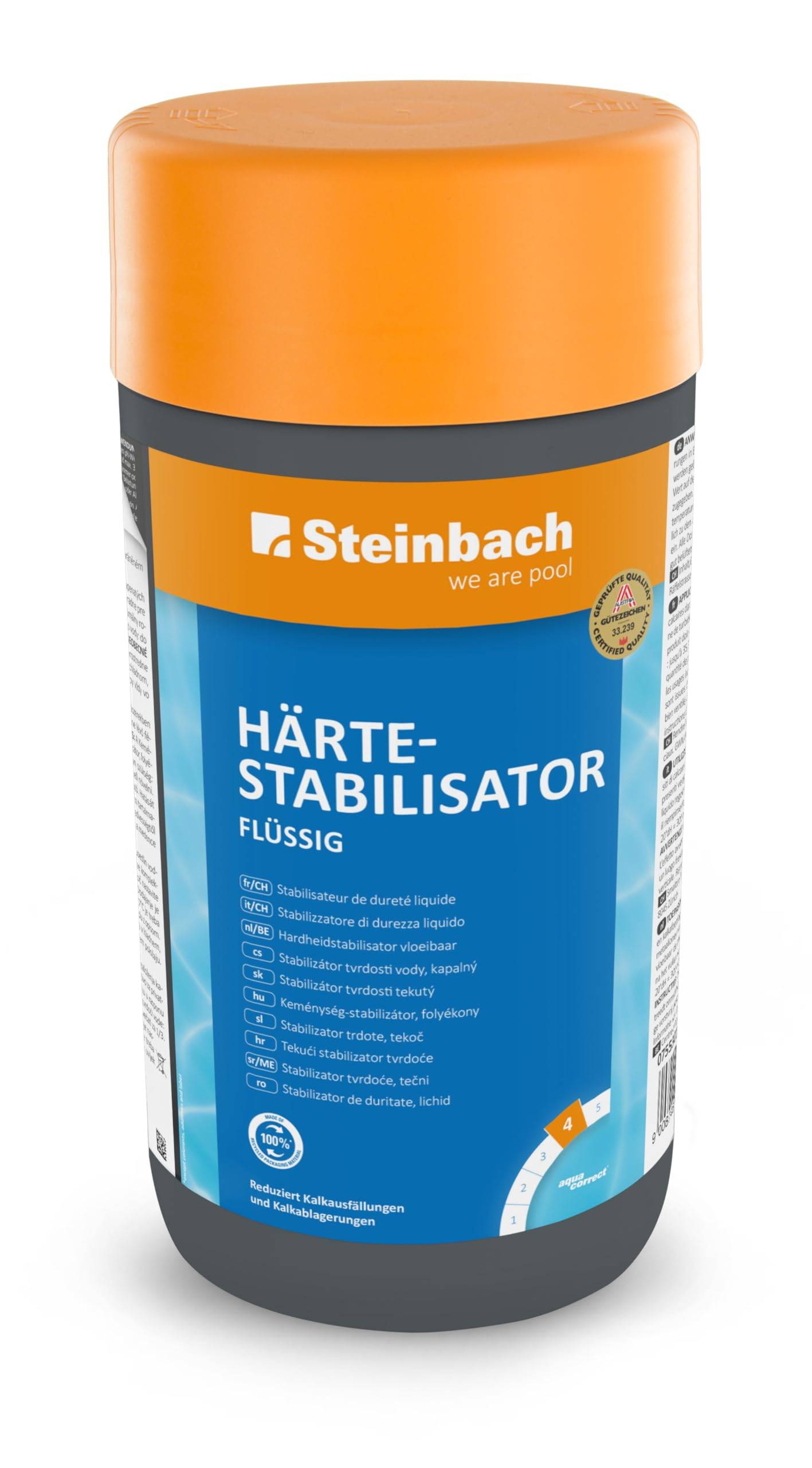 Steinbach | Flüssiger Härtestabilisator | optimaler Kalkschutz | für kristallklares Poolwasser | einfache Dosierung | ideal für Poolpflege | Inhal