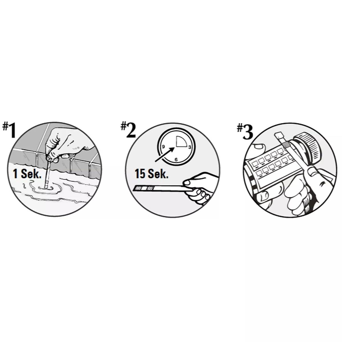 Steinbach | Poolpflege Kristallklar Starter-Set | flüssig, 1 l | mit 50er Teststreifen-Kit | ideal zur Wasserkontrolle | Poolwasser sauber und