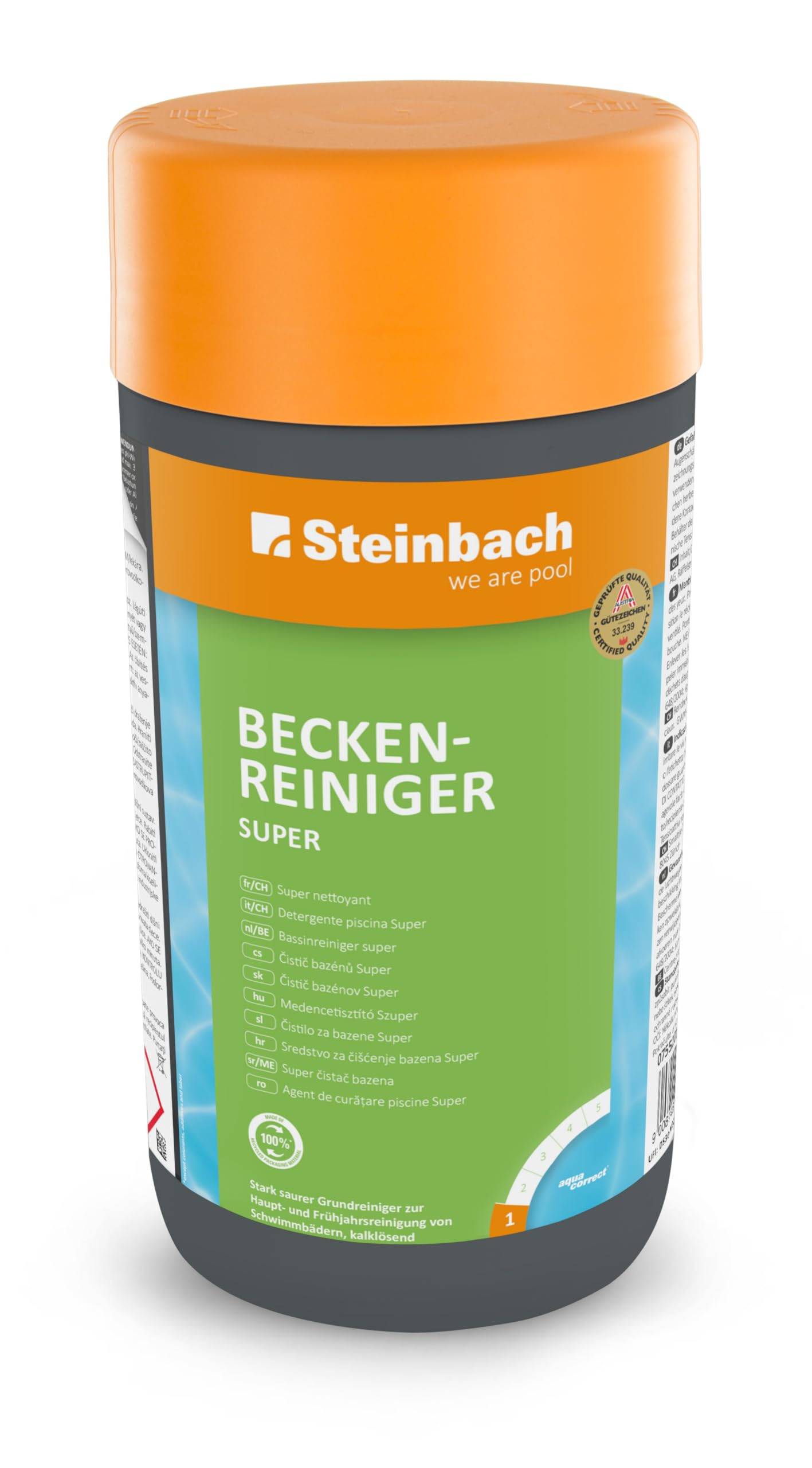 Steinbach | Beckenreiniger Super | kraftvolle Reinigung | schonend zu Oberflächen | ideal für Pools | schnelle Wirkung | Inhalt: 1 Liter