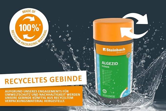 Steinbach | Poolpflege Algezid Flüssig | antibakterielle Formel | vielseitig einsetzbar | schützt Wasser langanhaltend | ein Liter Flasche