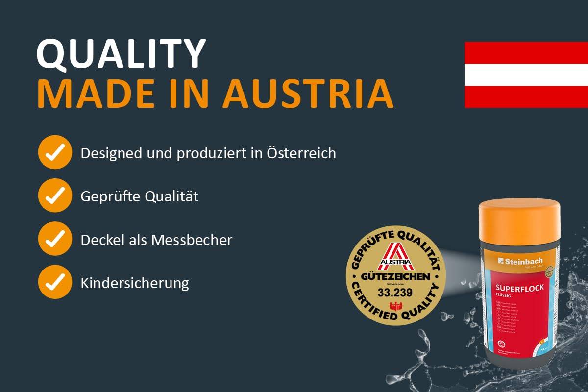 Steinbach | Superflock Flüssig | effizientes Flockungsmittel | klares Wasser | einfach anzuwenden | ideal für Pools | Volumen: 1 Liter