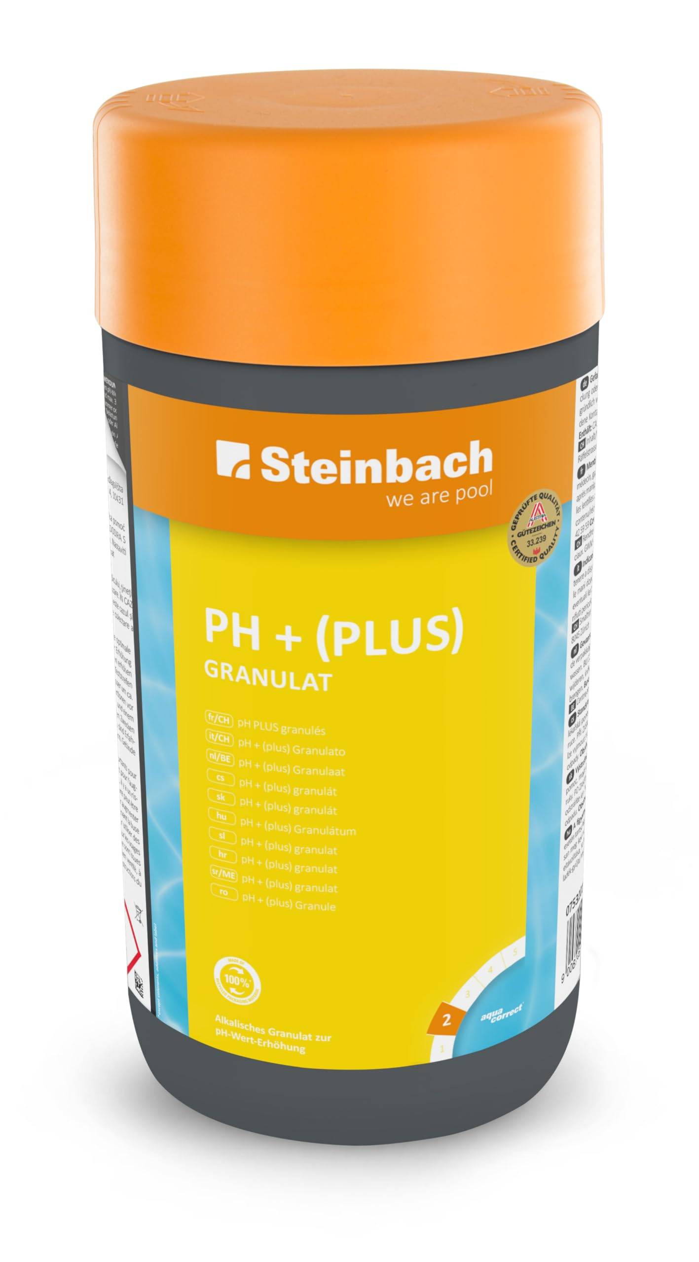 Steinbach | Poolpflege pH+ Granulat | 1 kg | ideal zur pH-Wert Einstellung | einfache Anwendung | effiziente Poolpflege