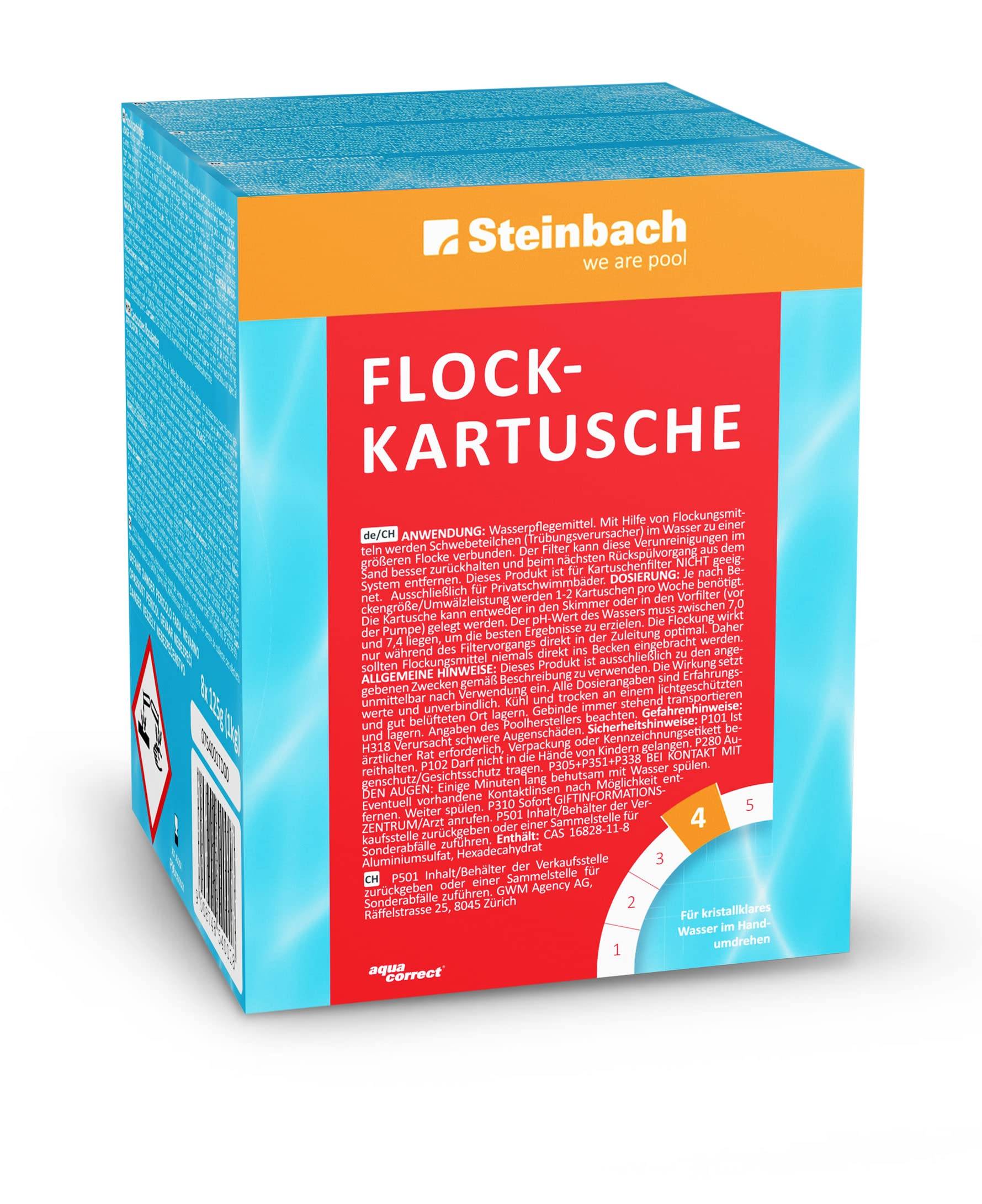 STEINBACH Flockkartusche 1 kg | zur Bindung von Schwebstoffen & Trübungen im Poolwasser | für glasklares Wasser | verbessert die Sandfilterleistung