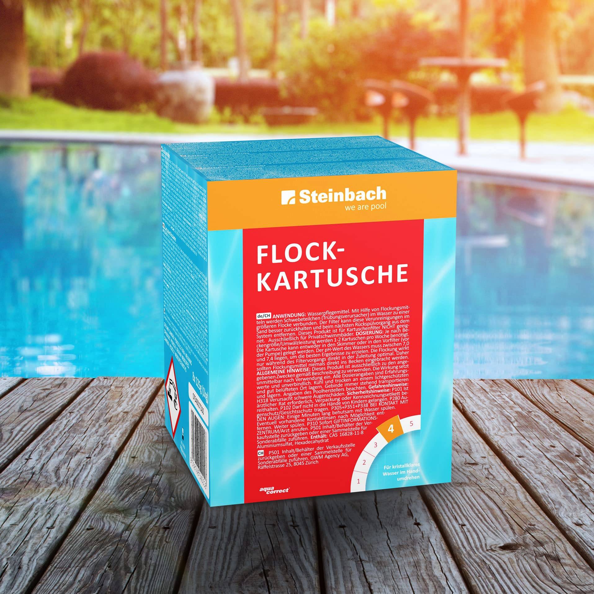 Steinbach | Poolpflege Flockkartusche | effizientes Flockungsmittel | 1 kg | kristallklares Wasser | einfache Anwendung | ideal für