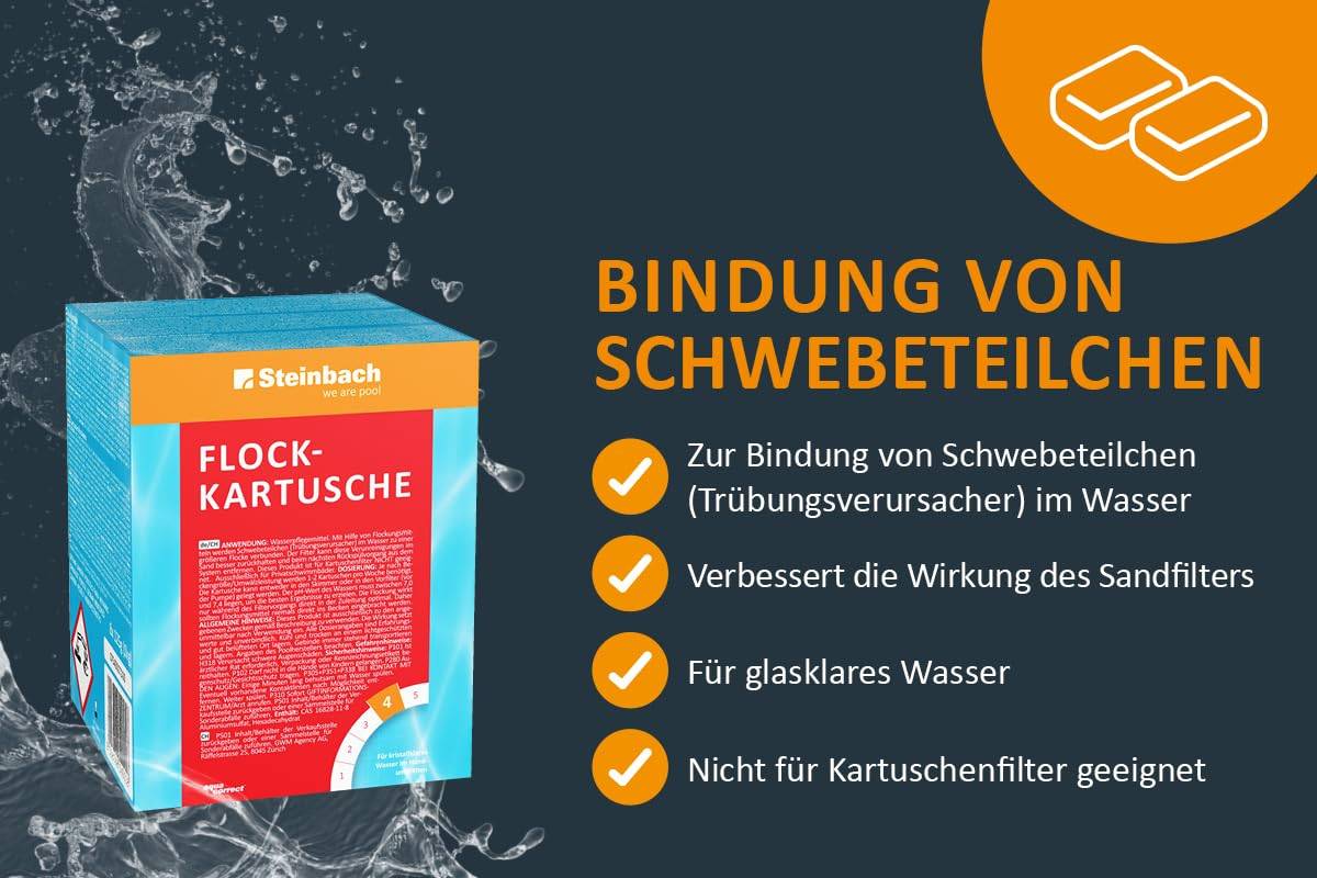 Steinbach | Poolpflege Flockkartusche | effizientes Flockungsmittel | 1 kg | kristallklares Wasser | einfache Anwendung | ideal für