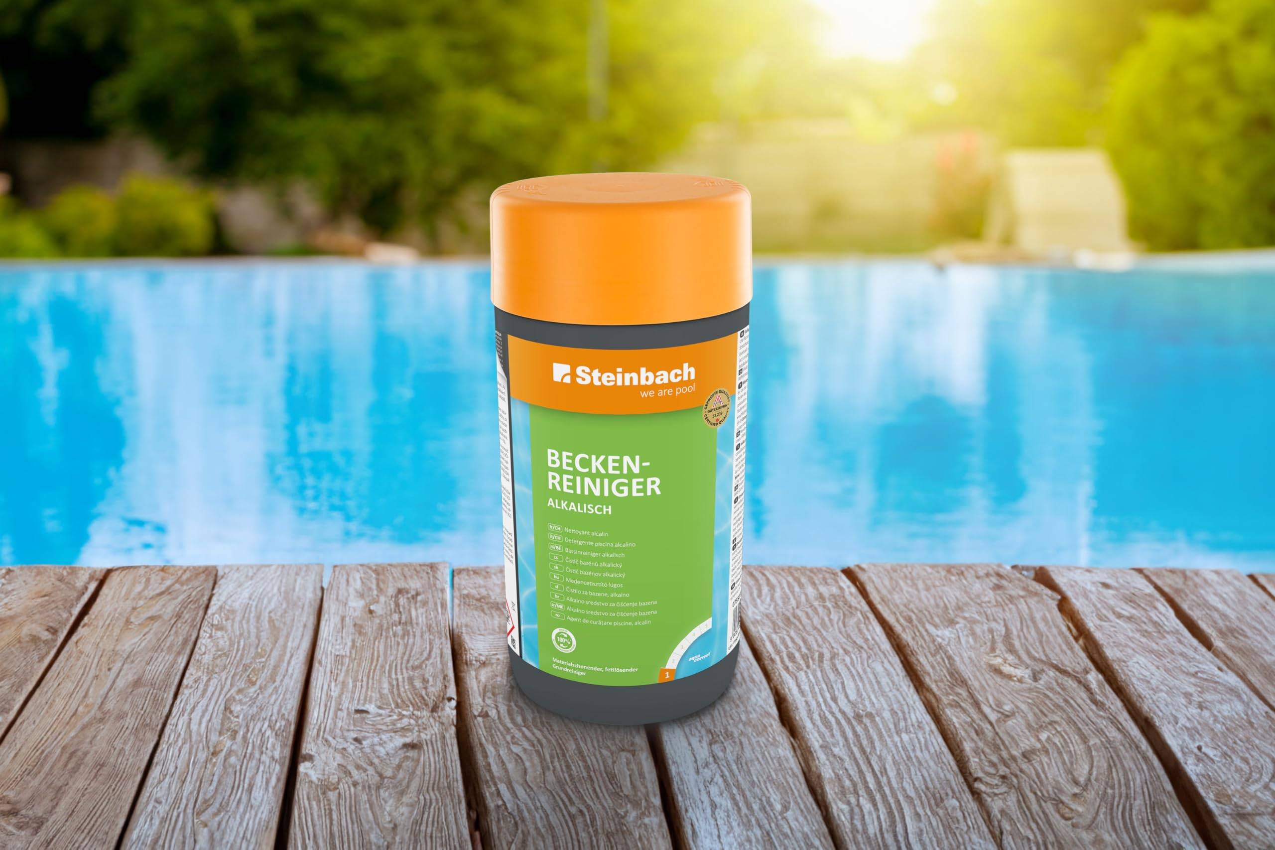 Steinbach | Beckenreiniger alkalisch | kraftvolle Reinigung | schonend zu Oberflächen | ideal für Pools | schnelle Wirkung | Inhalt: 1 Liter