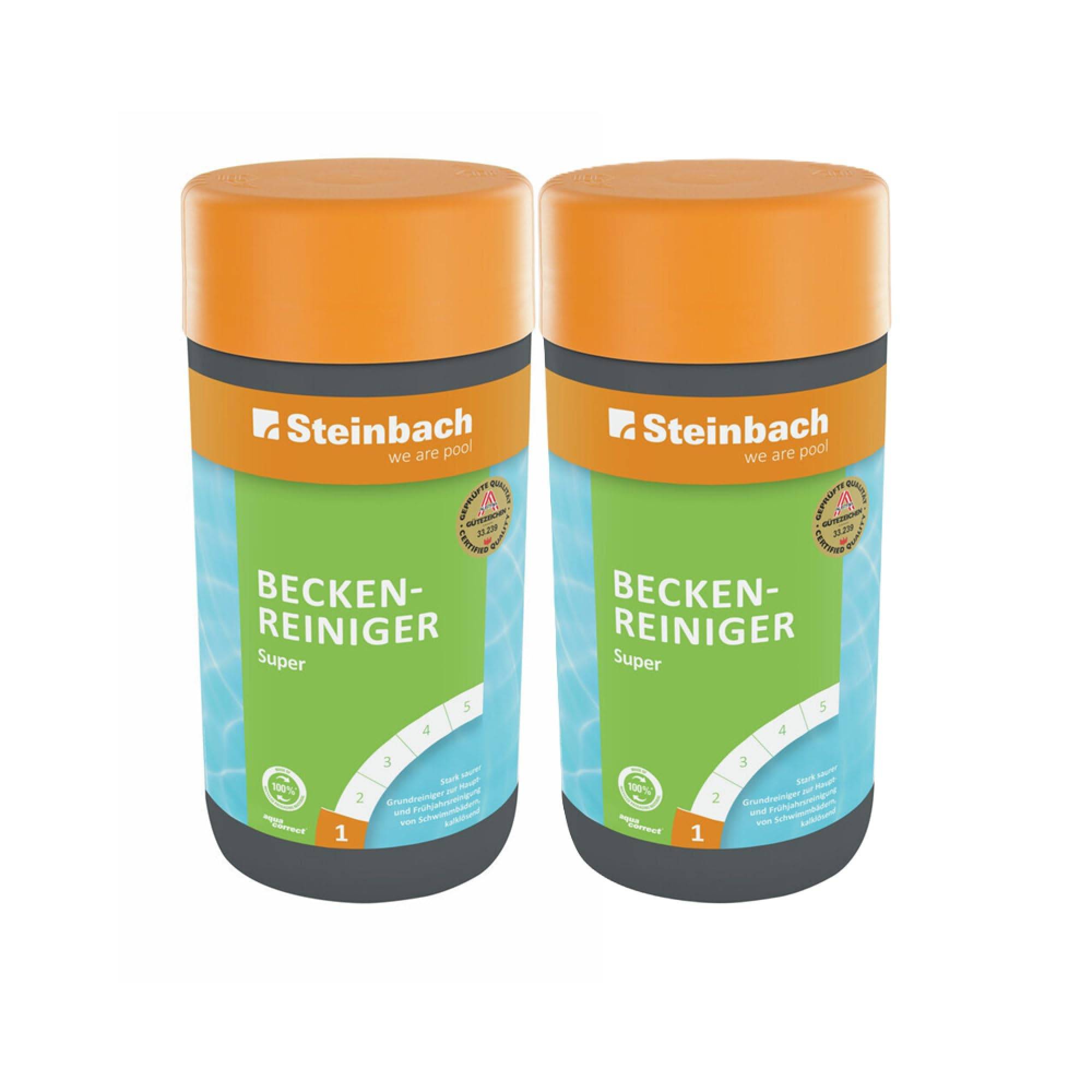 STEINBACH Beckenreiniger Super 2 l | starker Pool-Grundreiniger gegen Kalk, Rost & Schmutz | für Folien- & Fliesenbecken | saurer Reiniger für Früh