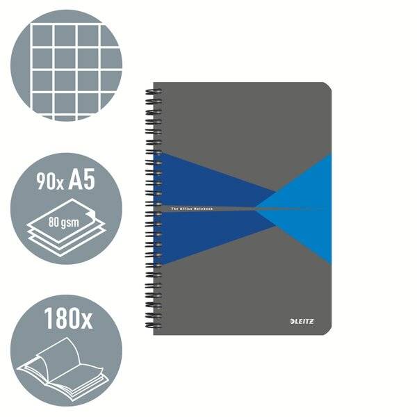 Collegeblock Office A5 PP kariert blau