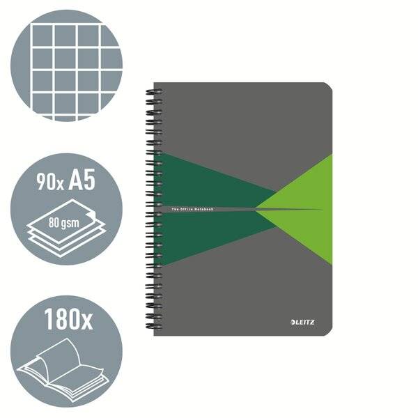 Collegeblock Office A5 Karton kariert grün