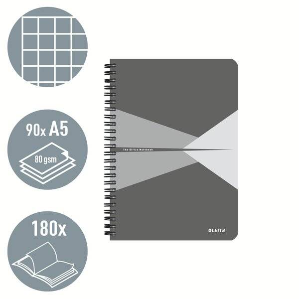 Collegeblock Office A5 Karton kariert grau