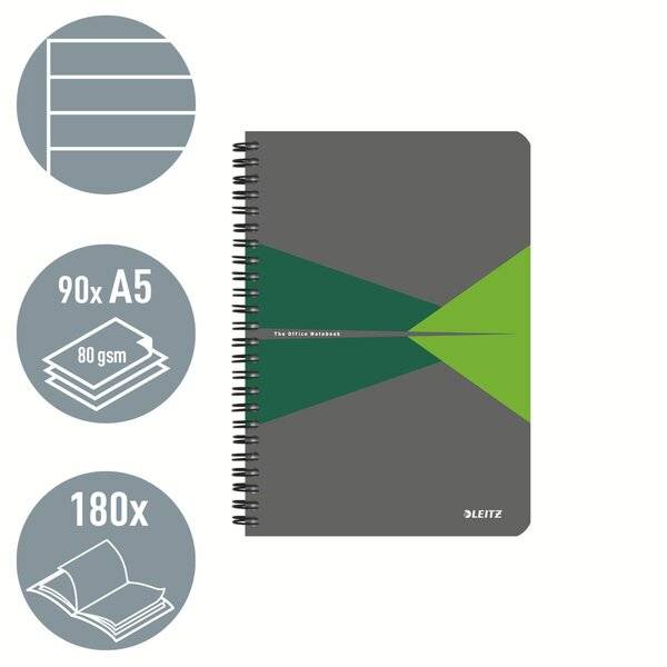 Collegeblock Office A5 Karton liniert grün