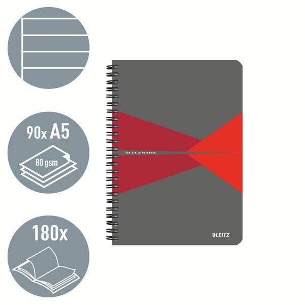 Collegeblock Office A5 Karton liniert rot