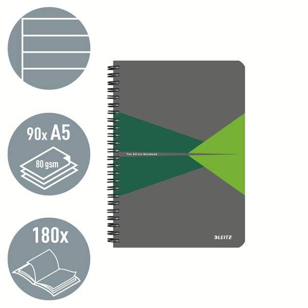 Collegeblock Office A5 PP liniert grün