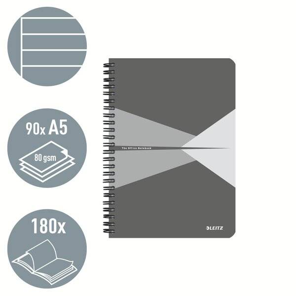 Collegeblock Office A5 PP liniert grau