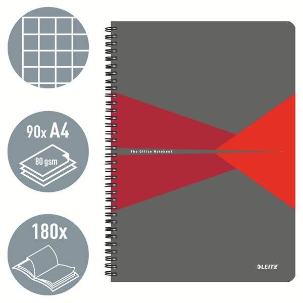 Collegeblock Office A4 Karton kariert rot