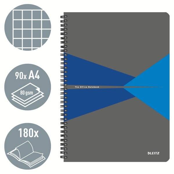 Collegeblock Office A4 PP kariert blau