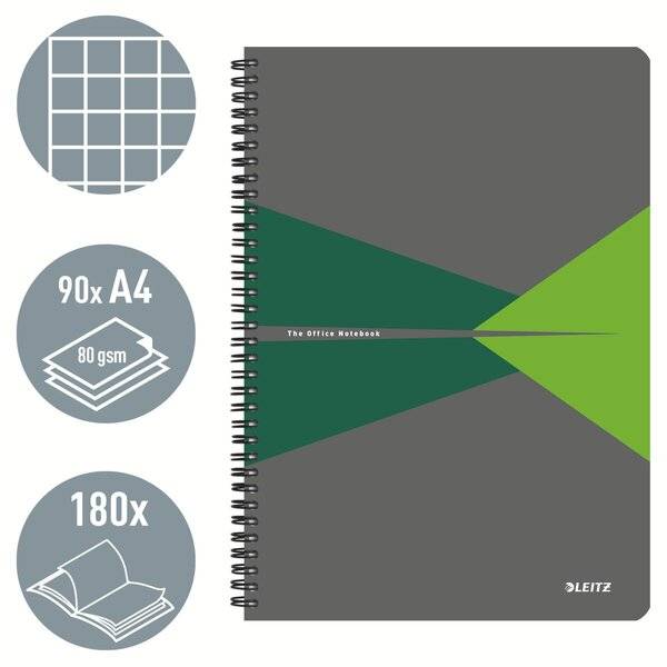 Collegeblock Office A4 PP kariert grün