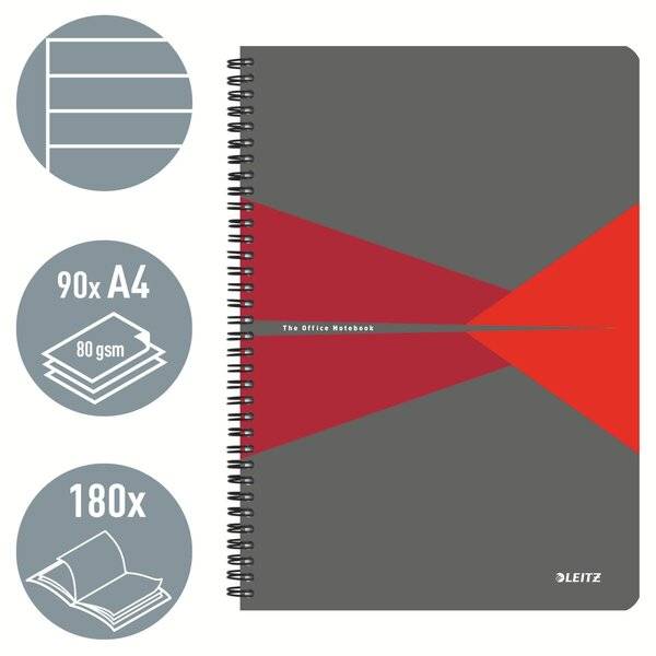 Collegeblock Office A4 PP liniert rot