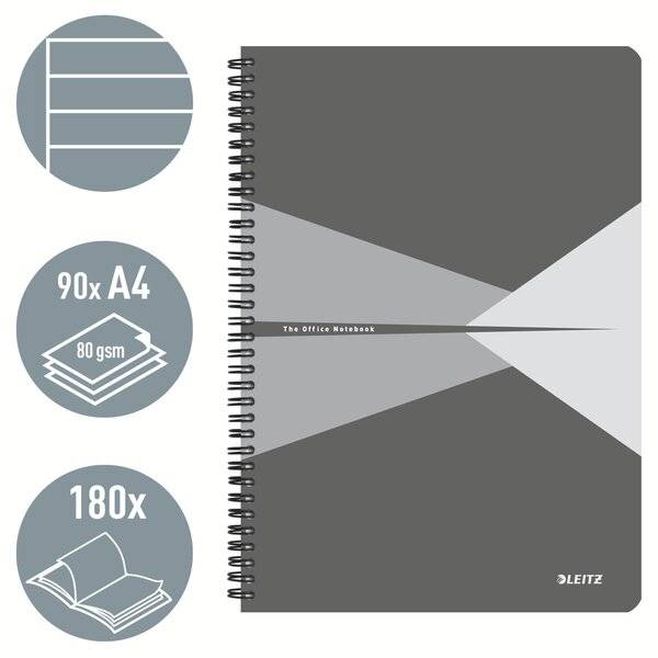 Collegeblock Office A4 PP liniert grau