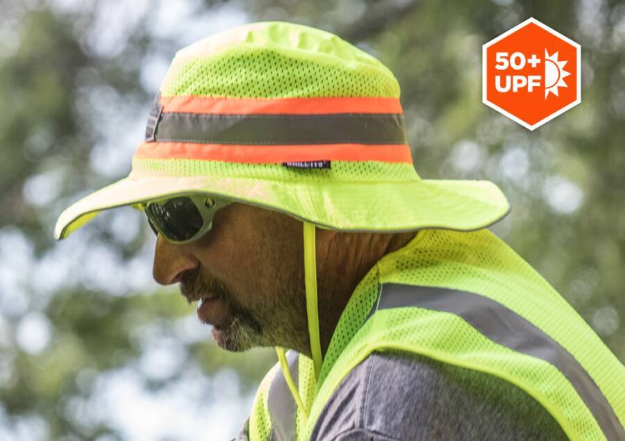 Kühlender Sonnenhut Microfaser 12594 Größe 64 Farbe warngelb / orange / grau Lichtschutzfaktor 50+