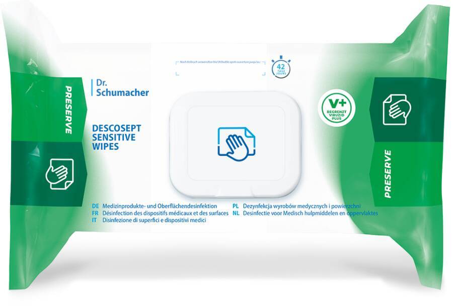 9 X Flächendesinfektion DESCOSEPT SENSITIVE WIPES alkoholische Tücher 00-323DS-T060 Inhalt 60 Tücher Gebinde Packung