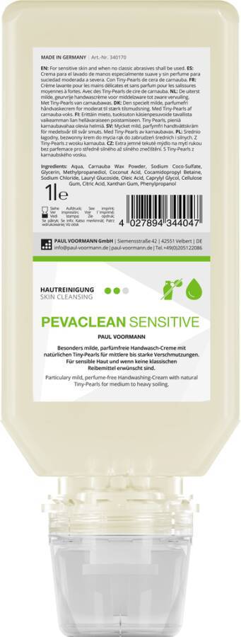 Handwasch-Creme PEVACLEAN SENSITIVE 340170 Inhalt 1 l Ausführung unparfümiert Gebinde Softflasche geeignet für Spender P