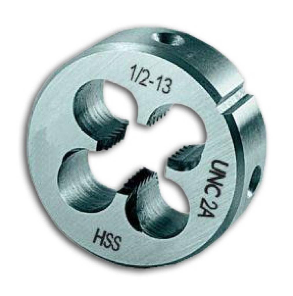 Runde Metallgewindeschneideisen markiert mit „1/2-13 UNC 2A