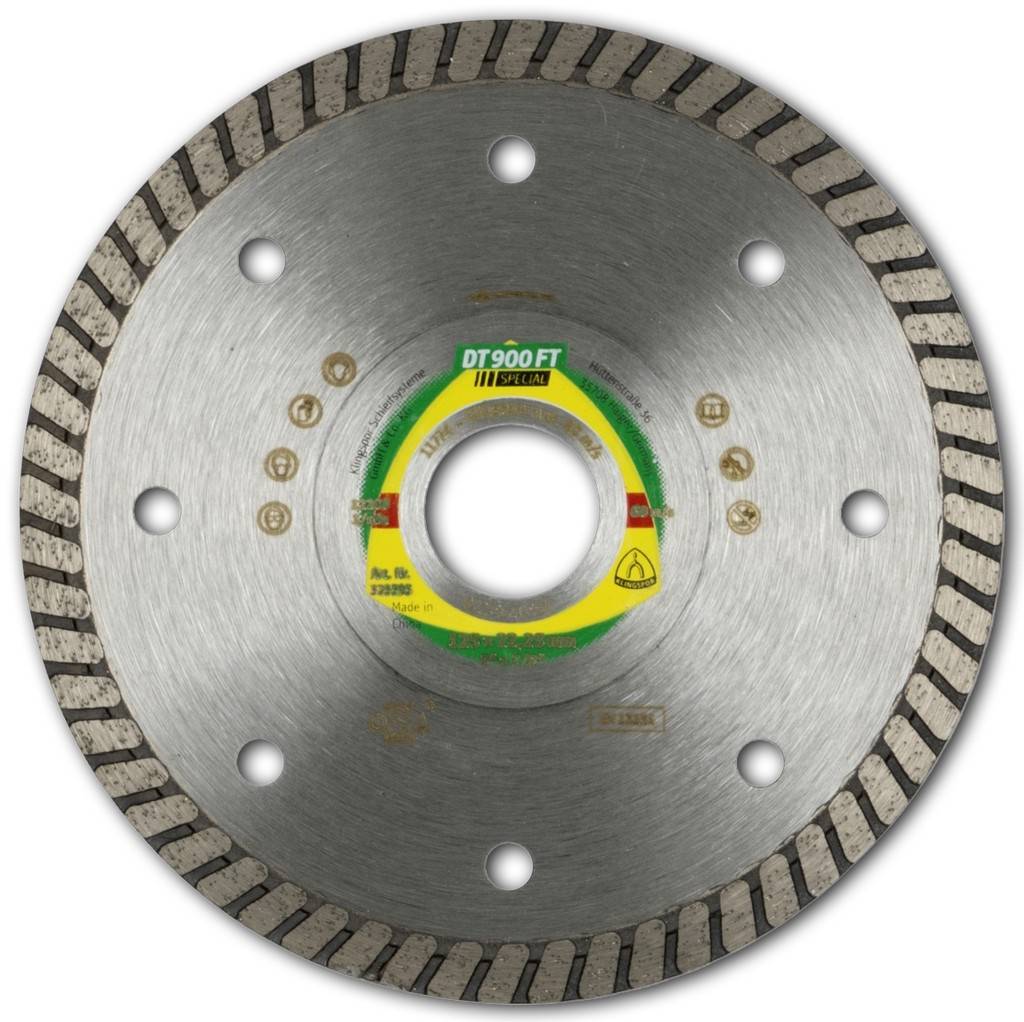 DT 900 FT Diamanttrennscheiben, 125 x 1,4 x 22,23 mm 1,4 x 7,5 mm, geschlossener Rand TurboVorteile 1,4 mm dünne Profischeibe für extreme Beanspruch