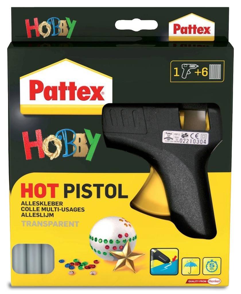 Pattex Pistole Starter-Set Hobby Besteht aus einer Pattex Heißklebepistole und passenden Pattex Klebepatronen Ideales Einsteigerset zum Basteln