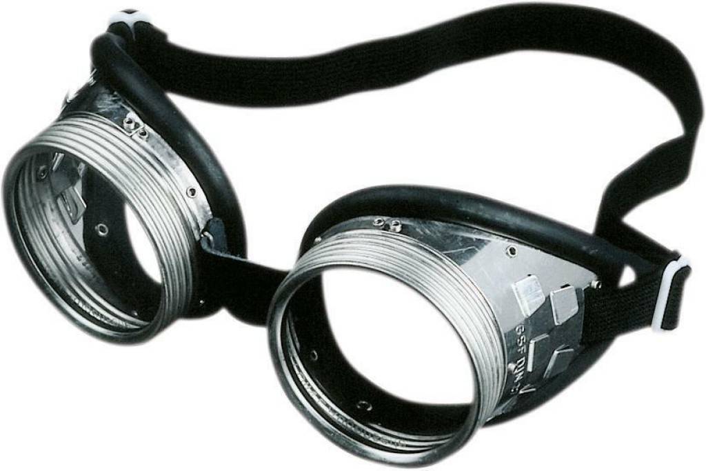 Schraubringbrille 717Eigenschaften Mit Schlauchgummipolster und Ledernase Verstellbares Gummiband Leichter Glastausch durch SchraubringAnwend