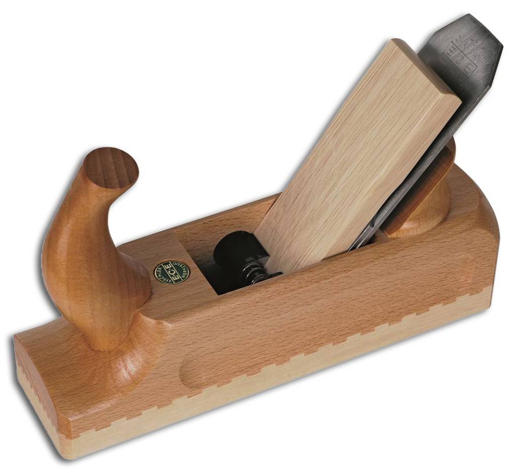 Schlichthobel Nr. 105 S Weißbuchensohle mit tiefer Schrägverzahnung Integriertes Keil-Widerlager, Spankasten nicht durchbohrt Stärkstes An