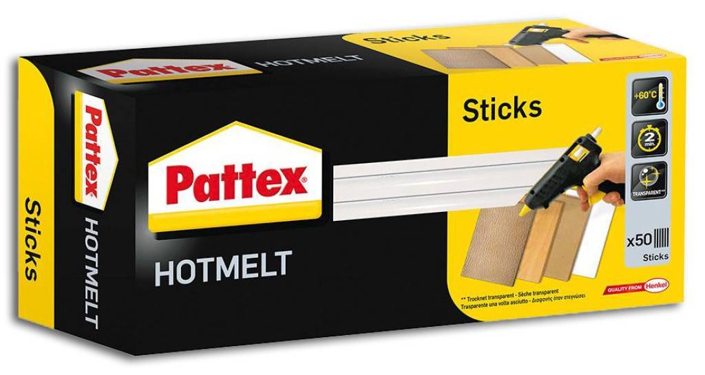 Pattex Patronen transparent-hochfestFür das Heißkleben mit Heißklebe-PistolenNicht geeignet für Weich-PVC, Polyethylen und StyroporDurch Erhitzen