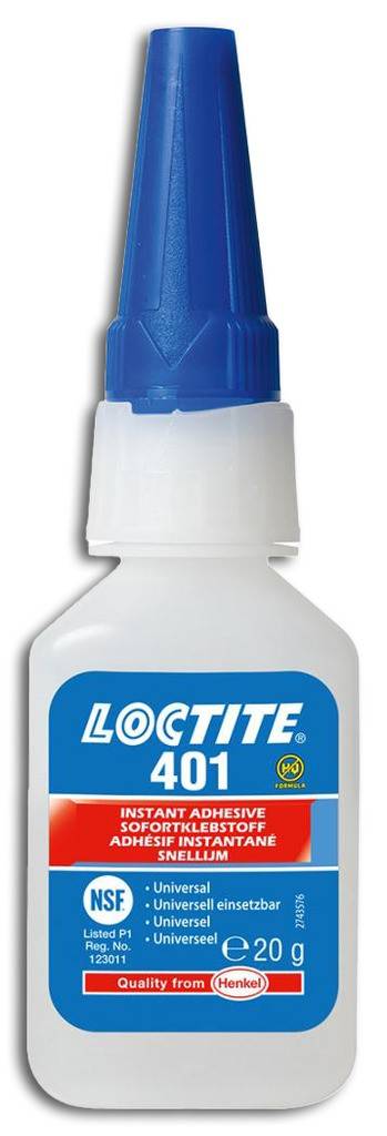 Loctite 401 Sekunden-Klebstoff flüssigProduktmerkmale Schnell härtender Sofortklebstoff Erzielt schnelle Klebungen mit einer Vielzahl von Mate