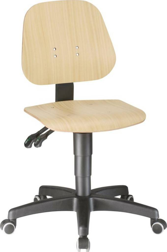Arbeitsstuhl Modell Unitec 2 Untergestell kippsicheres Kunststoff-Fußkreuz, schwarz Mit lastabhängig gebremsten Doppel-Laufrollen für harte B